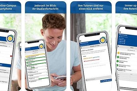 Foto: Abbildungen der App "Mein Campus" von der Euro-FH.